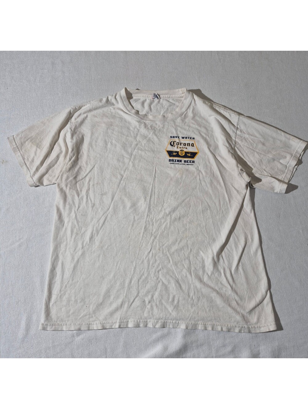 00s Save Water Drink Beer L Large Corona Extra white graphic T-shirt